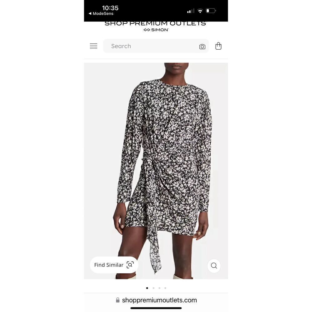 Isabel Marant Black and White Dulce Floral Long Sleeve Mini Dress Size Medium (4